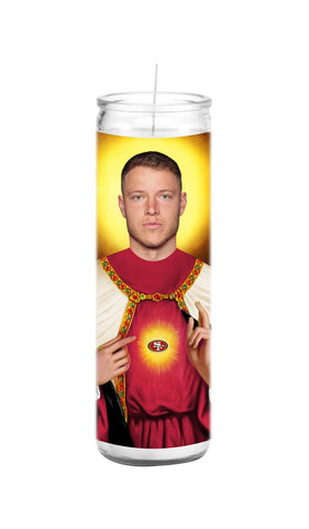 Christian McCaffrey Niners Saint Celebrity Prayer Candle